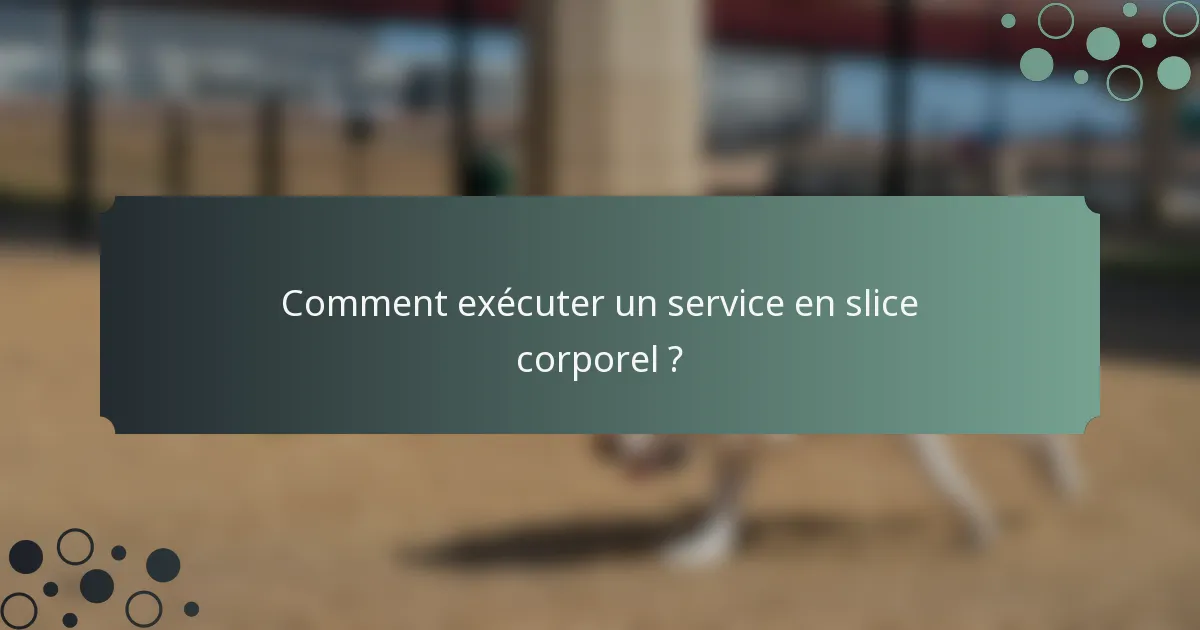 Comment exécuter un service en slice corporel ?